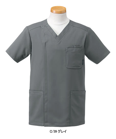 【リゼルヴァ】全5色　半袖スクラブジャケット(制菌・ストレッチ・帯電防止・男女兼用）