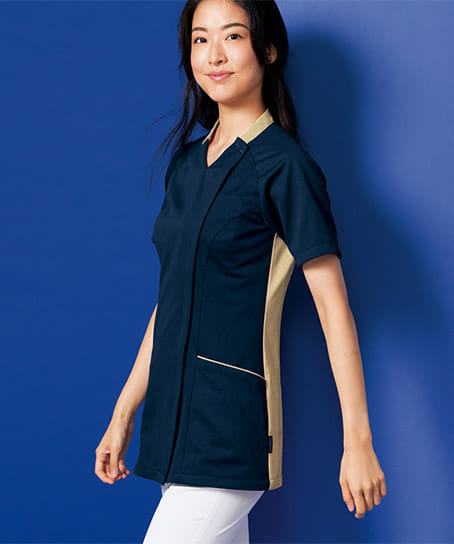 【リゼルヴァ】全5色・半袖スクラブジャケット （制菌・吸汗速乾・制電・レディース）