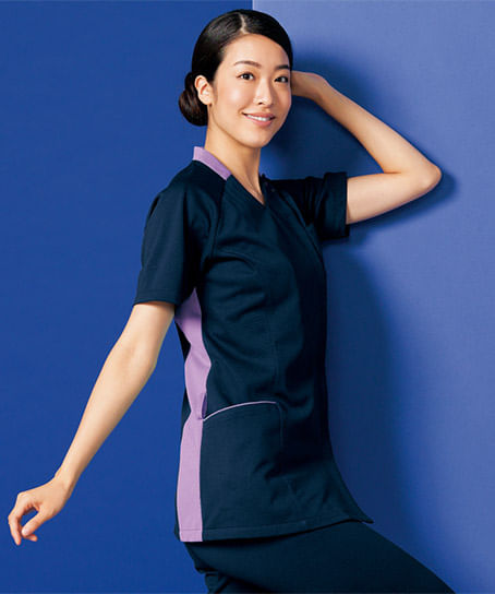 【リゼルヴァ】全5色・半袖スクラブジャケット （制菌・吸汗速乾・制電・レディース）