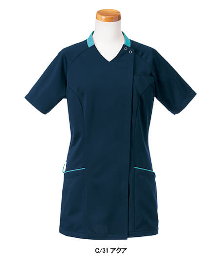 【リゼルヴァ】全5色・半袖スクラブジャケット （制菌・吸汗速乾・制電・レディース）