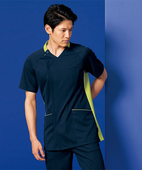 【リゼルヴァ】全4色・半袖スクラブジャケット (制菌・吸汗速乾・制電・メンズ)