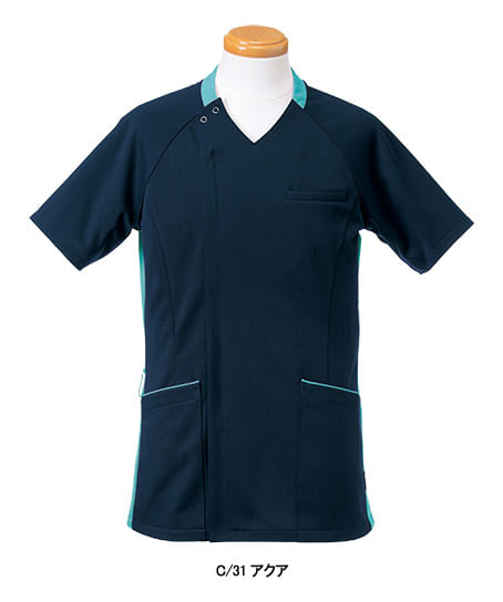 【リゼルヴァ】全4色・半袖スクラブジャケット (制菌・吸汗速乾・制電・メンズ)