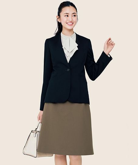 【全3色】ノーカラーリラクシージャケット（ストレッチ・軽量・イージーケア）