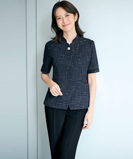 【全２色】半袖サマージャケット（ストレッチ・消臭・エコ素材）