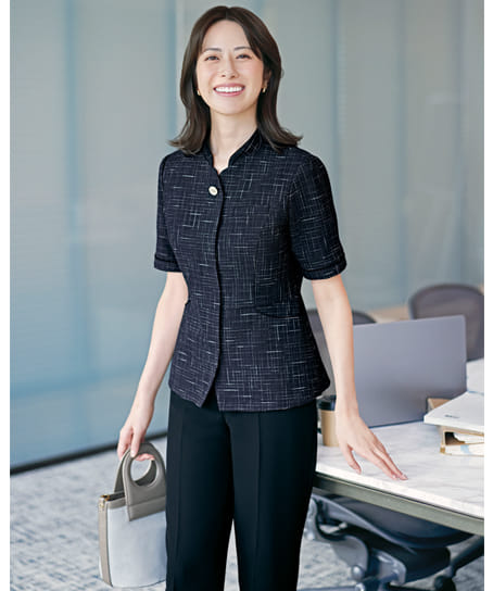 【全２色】半袖サマージャケット（ストレッチ・消臭・エコ素材）