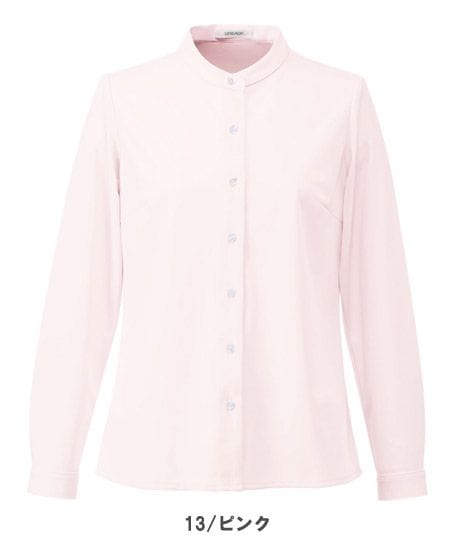 【全4色】スタンドカラー長袖ニットブラウス（抗菌防臭・防汚・吸汗速乾・ストレッチ・レディース）