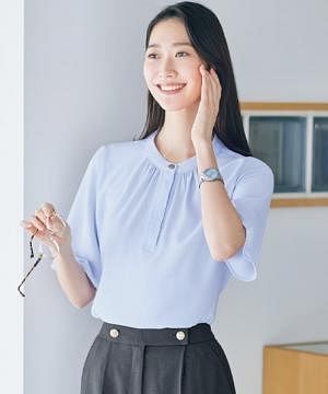 事務服・会社制服の通販の【ユニデポ 事務服】【全3色】四分袖プルオーバーブラウス（ストレッチ）