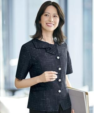 【全2色】半袖オーバーブラウス（ストレッチ・消臭・エコ素材）