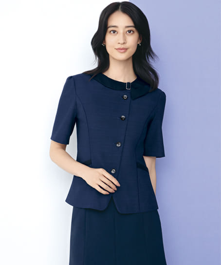 【全２色】半袖オーバーブラウス（ストレッチ・消臭・エコ素材）