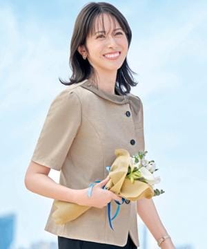 【全２色】半袖オーバーブラウス（ストレッチ・消臭・エコ素材）