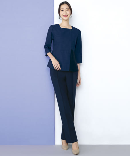 【全2色】七分袖オーバーブラウス（ストレッチ・消臭・エコ素材）