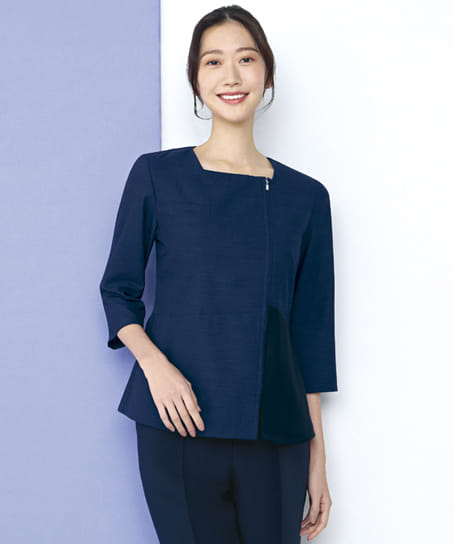 【全2色】七分袖オーバーブラウス（ストレッチ・消臭・エコ素材）