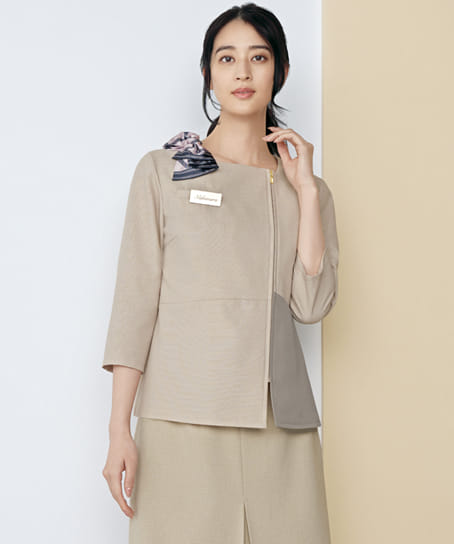 【全2色】七分袖オーバーブラウス（ストレッチ・消臭・エコ素材）