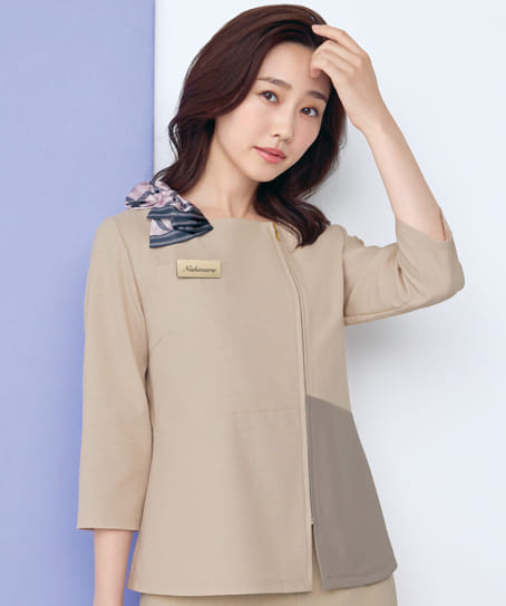 【全2色】七分袖オーバーブラウス（ストレッチ・消臭・エコ素材）