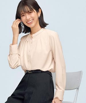 事務服・会社制服の通販の【ユニデポ 事務服】【全３色】スキッパーブラウス（ストレッチ・吸汗速乾)