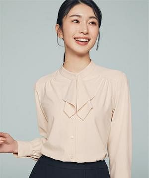 事務服・会社制服の通販の【ユニデポ 事務服】【全５色】スカーフタイブラウス（ストレッチ・吸汗速乾)
