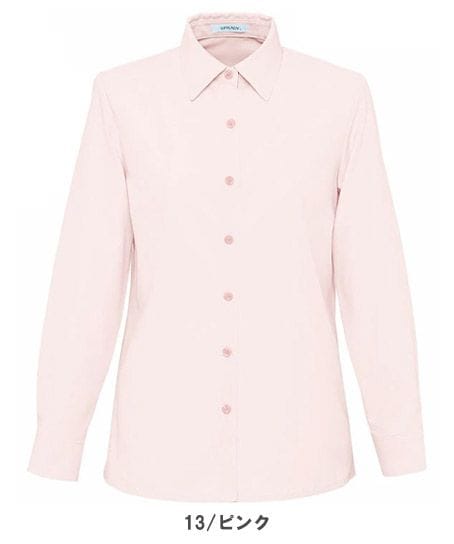 【全4色】長袖ブラウス（台襟付きシャツカラー・透け防止・レディース）