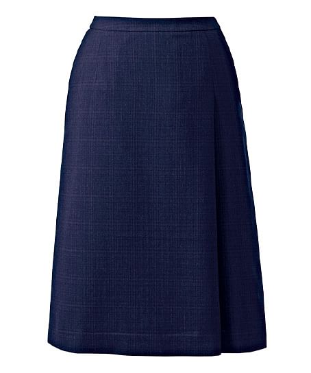 【全1色】セミフレアスカート（後ろゴム入り・ストレッチ・カルムチェック・9号/60cm丈）
