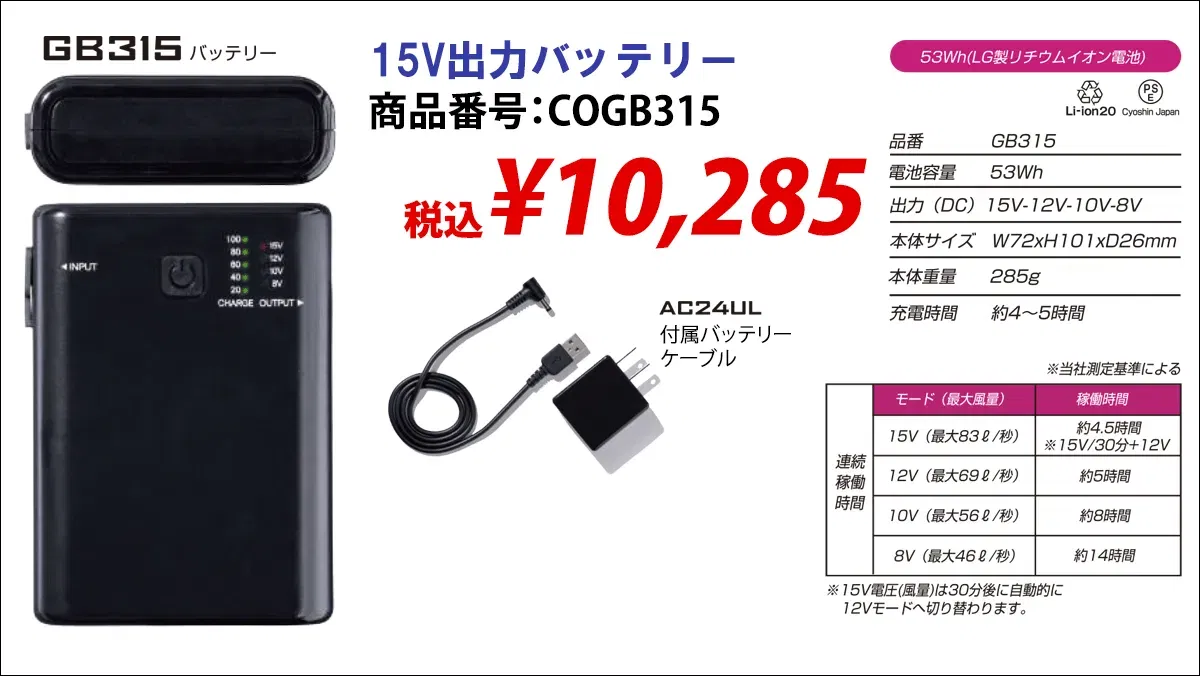 【長信ジャパン】15V,GB315