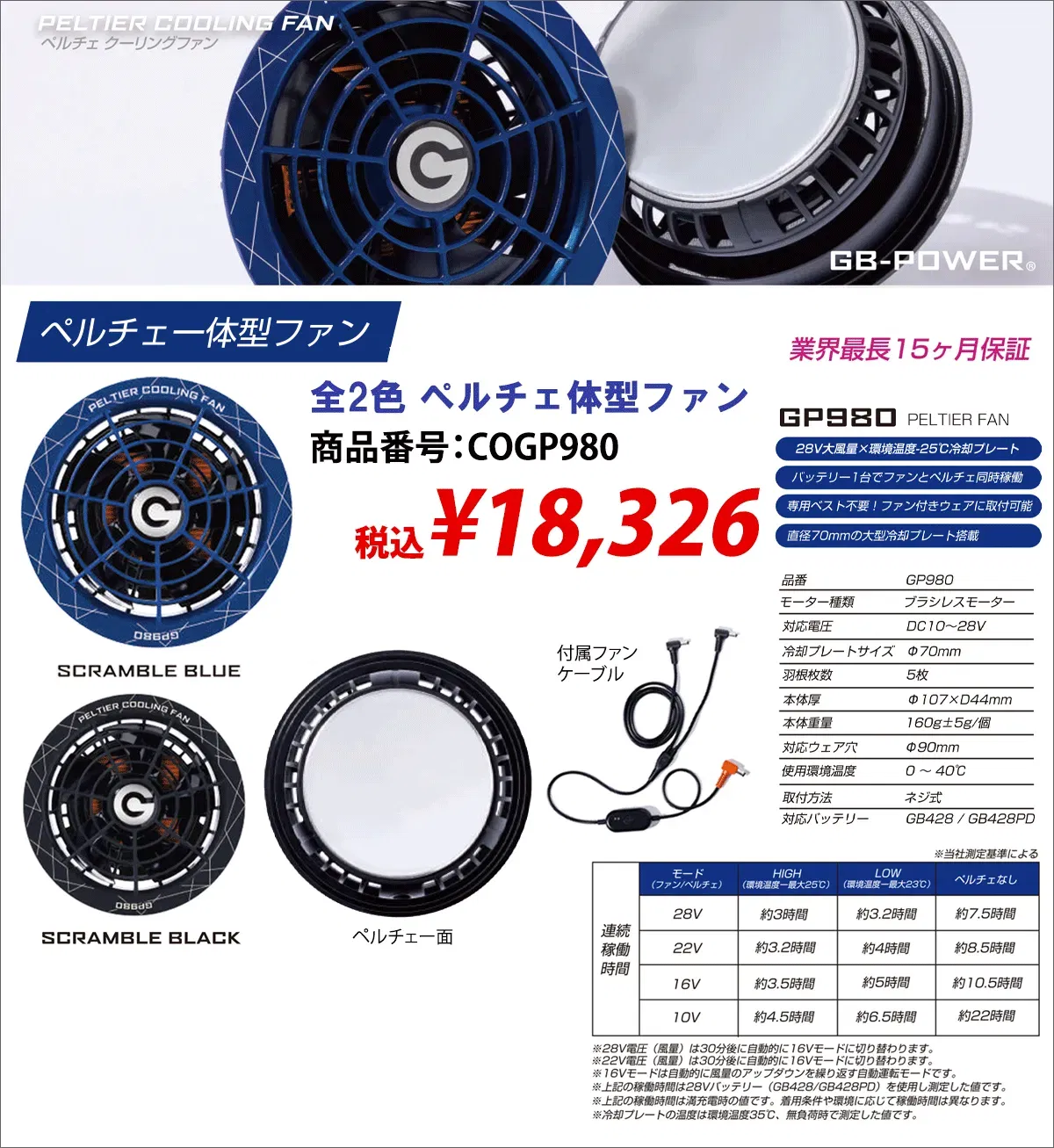 【長信ジャパン】全2色 ペルチェ一体型ファンユニット